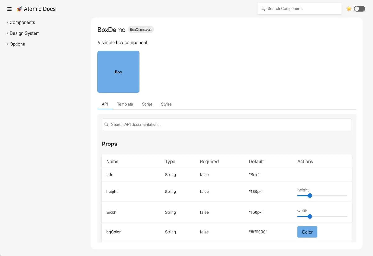 Vue Atomic Docs Project